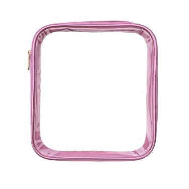 Imagem de Estojo Box Transparente com Zíper, Design Resistente, Amplo Espaço para Organização, Visual Clean, Preto (Rosa)
