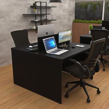 Imagem de Estação De Trabalho Mesa Plataforma Escritório 1200x600 2 Lugares Netmobil Preto