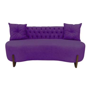 Imagem de Sofá 3 Lugares Orgânico Curvo Tókio 180cm Veludo Roxo - Mansão Decor