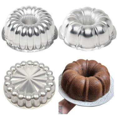 Imagem de Kit 03 Forma Decorada Para Bolo Pudim 22cm Aluminio - CAPARROZ