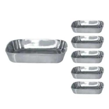 Imagem de Kit Com 6 Formas Assadeira Tabuleiro Para Frango 28cm Polido - Divifor