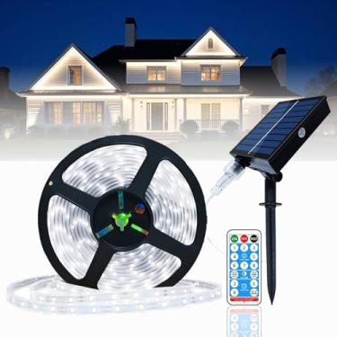 Imagem de Uniontang Fita De Led Solar Para Áreas Externas, 5 M, 280 Leds, À Prova D'Água Ip67, Branco Frio Com Caixa Controle Remoto, Corda 2835 Smd Árvores Jardim, Decoração Festa Natal