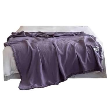 Imagem de JUSHZ Cobertor de lã cobertor ponderado cobertor de lã fofo feminino masculino para cama adulto solteiro para sofá inverno algodão multifuncional para primavera verão outono (roxo, 50 x 150 cm)