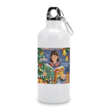 Imagem de GBNMQED Garrafa de água esportiva de 600 ml, relógio de aço inoxidável, garrafa de água de Natal para corredores, caminhantes, à prova de vazamento, parede dupla, garrafa de água em forma de cola