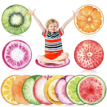 Imagem de Drydiet 12 peças de assentos circulares para sala de aula, aquarela, frutas, 40,6 cm, tapete redondo, antiderrapante, macio, fino, círculo para escola, áreas de jogos, decoração de atividades em grupo