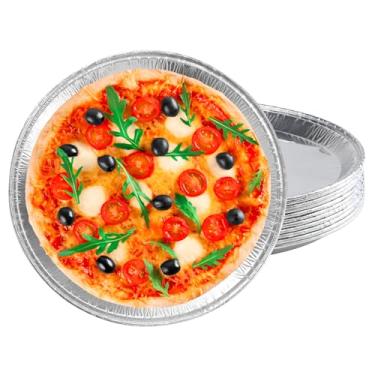 Imagem de FEOOWV 12 peças, formas redondas descartáveis de 30,5 cm, formas de folha de alumínio, bandejas grandes de servir para pizzas, forma de bolo de biscoito de chocolate tamanho gigante