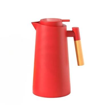 Imagem de Garrafa Termica Jarra Inox Cafe Cha 1 Litro Cabo Madeira Cor:Vermelho
