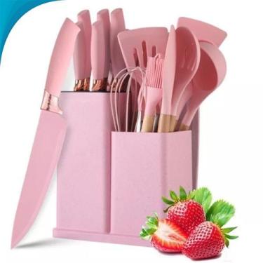 Imagem de Conjunto de Facas e Utensílios 19 Peças Dia Das Mães Cozinha Rosa - Ri