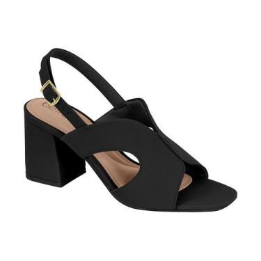 Imagem de Sandália Feminina Beira Rio Salto Bloco Branca Recorte Moderno Confort