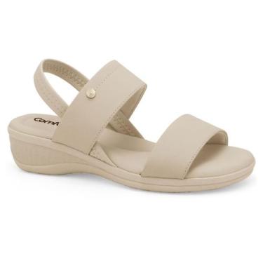 Imagem de Sandália Feminina Comfortflex Elástico Calcanhar Salto Baixo, Almond n