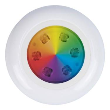 Imagem de Luminária De Piscina Rgb 6 Leds Branca Redonda 12v 9w Ip68