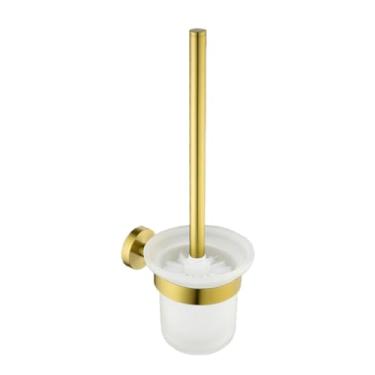 Imagem de Acessórios de banheiro em ouro escovado, toalheiro, escova de vaso sanitário, suporte para rolo de papel, barra de toalha, sabonete, ferragens de banheiro, prateleira de parede (suporte para esco