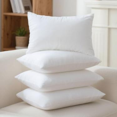 Imagem de Phantoscope Inserções de almofada 100% fibra virgem, fibra microfina premium, quadrada, hipoalergênico, enchimentos para quarto, escritório, cadeira 30,5 x 50,8 cm, pacote com 4