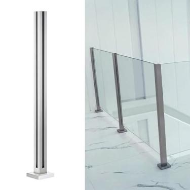 Imagem de Zaqy Silver Deck Railing Post Para Painel De Vidro/Plástico/Madeira 10 / 12mm, Aço Inoxidável Vidro Balaustrada Post Para Varanda/Corredor Escadas/Plataforma Interna Externa Loft