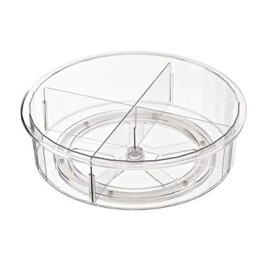 Imagem de Organizador giratória de armazenamento Transparente Round Pet Bandey para bancadas de cozinha lanches cosméticos 12 x 3,7 polegadas
