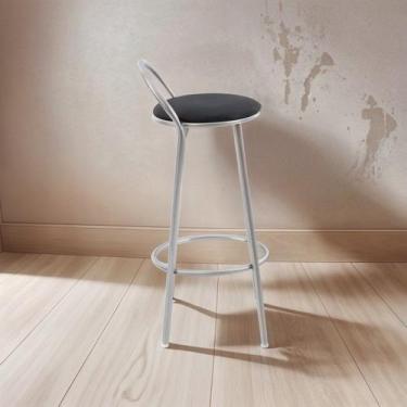 Imagem de Banqueta Media Aco 67Cm Prata E Preto Metalnew