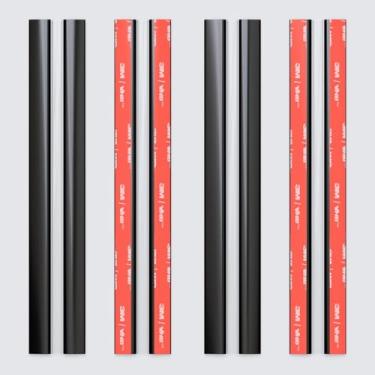 Imagem de 4 dobradiças flexíveis pretas de 200 mm – sem necessidade de cola. Dobradiças de piano de acrílico de perfil baixo. (8 polegadas) -Pacote com 4