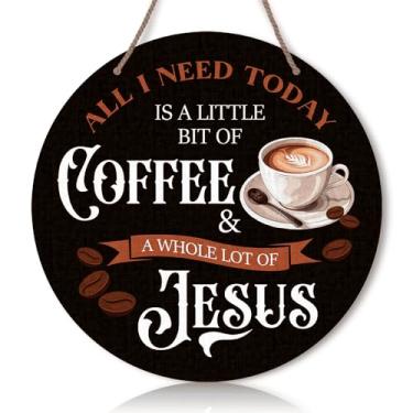 Imagem de SCAZOMV Placa De Madeira Para Cafeteria - Com Frase Engraçada Escritório Em Casa Ou Cafeteria, Redonda 12''