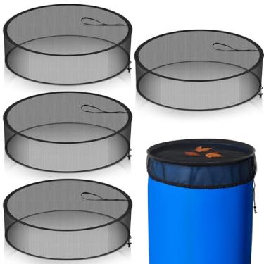 Imagem de SATINIOR 4 peças de capa de malha para barris de chuva de 61 cm, capa de rede de barril de chuva pop-up com cordão, baldes de coleta de água, tela de barril para evitar folhas caídas em beirais de