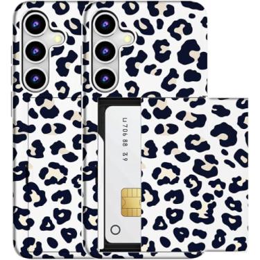 Imagem de MUQR Capa compatível com Samsung Galaxy S23 FE com suporte de cartão fofo - Design Kawaii, proteção contra quedas de grau militar, capa carteira robusta para mulheres (bolinhas de leopardo de guepardo