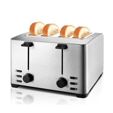 Imagem de Torradeira multifuncional doméstica, ajuste de temperatura de 5 velocidades, 4 slots, torradeira de café da manhã totalmente automática, 220v