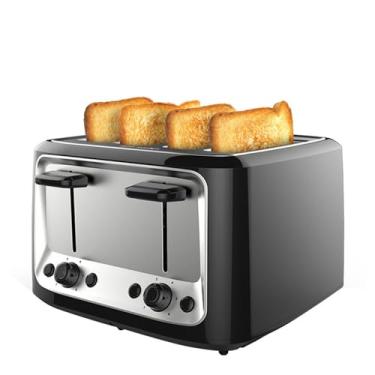 Imagem de Torradeira elétrica de aço inoxidável, automática, para assar pão, máquina de café da manhã, torradeira, sanduíche, grelha, 4 fatias, panqueca