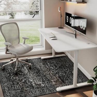 Imagem de QQpony Tapete de cadeira para pisos duros, tapete de cadeira de escritório de 152 x 122 cm para piso de madeira, tapete de área para sala de estar, tapete protetor de mesa para escritório em casa