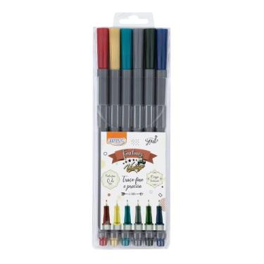Imagem de Canetinha Hidrográfica Fineliner Vintage - 0.4mm - Estojo 6 Cores - BR