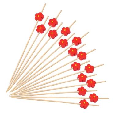 Imagem de Espetos de bambu descartáveis Little Flower Aperitivo, coquetel de palitos de frutas, sanduíche, sobremesa, palitos longos para festa de aniversário, decoração de comida, palitos de coquetéis, bebidas