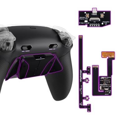 Imagem de eXtremeRate Kit de pás traseiras RISE4 Plus MAX com paradas de gatilho clicky e aderência emborrachada para controle PS5 BDM-030 040 050, kit de botões traseiros remapeáveis para controle PS5 - Preto