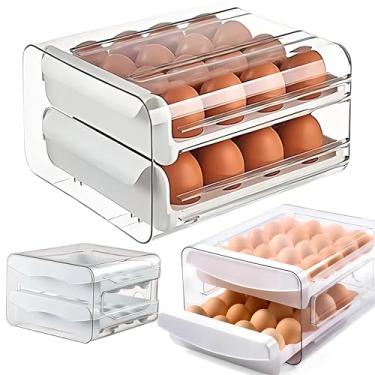 Imagem de Organizador Porta Ovos 32 a 36 Unidades 2 Gavetas Empilháveis, Porta Ovos Transparente de Plástico Resistente, Caixa Organizadora Dupla para Geladeira, Cozinha, Armário, Fácil Limpeza, Seguro Compacto
