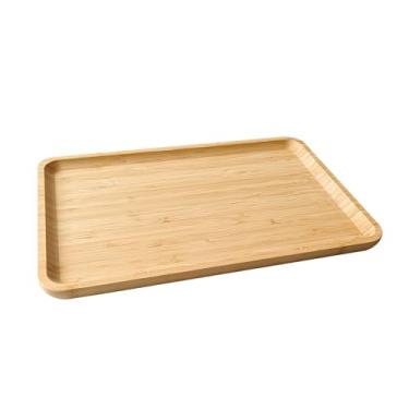Imagem de Bandeja retangular de bambu para café da manhã, jantar, comida e restaurantes (1, 36 x 24 x 2 cm (sem alça))
