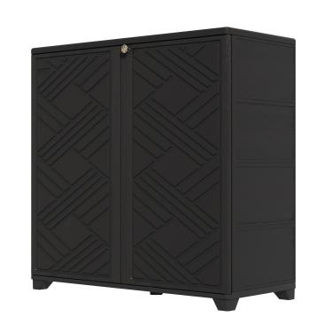 Imagem de HOMSPARK Armário de armazenamento interno/externo com portas e 1 prateleira, caixa de armazenamento de plástico HDPE de 86 x 38 x 86 cm para quarto, banheiro, sala de estar, varanda, multiuso para