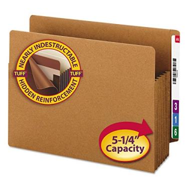 Imagem de Smead Bolso de arquivo TUFF com aba reta reforçada, expansão de 13 cm, reforço Tyvek, tamanho carta extragrande, redrope, 10 por caixa (73790)