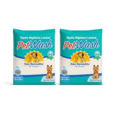 Imagem de Kit com 2 Tapetes Higiênicos Laváveis PetWash 60x50cm para Cães e Gatos – Reutilizável, Antivazamento, Absorvente, Ecológico, Ideal para Pets Pequenos