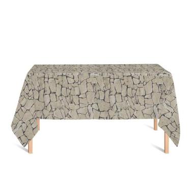 Imagem de Toalha de Mesa Retangular em Tecido Jacquard Estampado Pedra Bege, 1,4