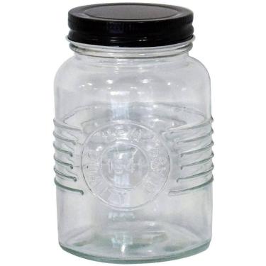 Imagem de Porta Mantimento Em Vidro Com Tampa Em Metal Preto 600Ml