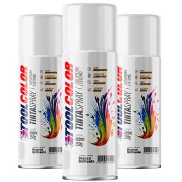 Imagem de Kit 3 Tinta Spray Branco Brilhante Tool Color 400ml/250g