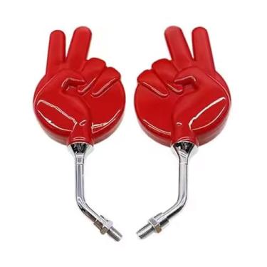 Imagem de KACEPAR Espelhos laterais Victory Gesture para motocicletas, espelhos retrovisores de extremidade de barra, compatíveis com várias motocicletas usando parafusos retrovisores laterais padrão de 10 mm