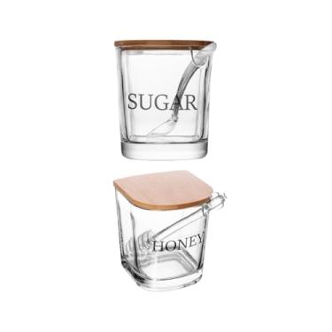 Imagem de Kit Meleira Açucareiro Vidro e Bambu Wolff