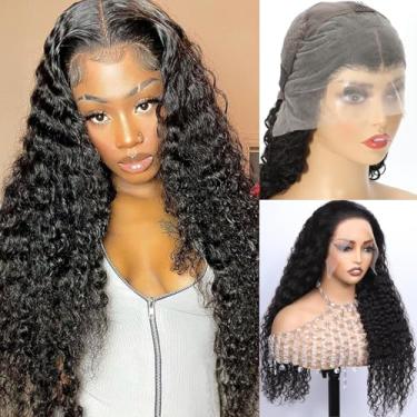 Imagem de JFOOHD Perucas de cabelo humano ondulado de água frontal 13x4 HD transparente lace frontal perucas de cabelo humano pré-arrancado 180% densidade onda de água peruca para mulheres negras cor natural 81