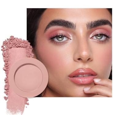 Imagem de HHLTOH Paleta de blush em pó fosco rosa rosa simples para maquiagem facial, blush para bochechas mais jovens, blush creme monocromático leve de longa duração, blush para mulheres, todos os tons de