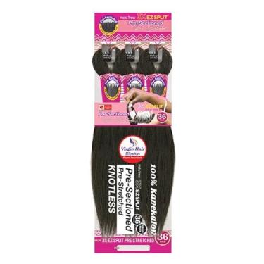 Imagem de Janet Collection Nala Tress 3X EZ SPLIT Pré-Seccionada Trança Pré-Esticada Sem Nó Extremamente Leve Pacote de 91 cm (91 cm, Cor #1)