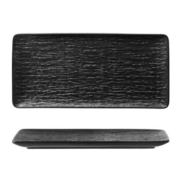Imagem de Prato retangular fosco de cerâmica japonesa utensílios de mesa criativos simples - prato retangular de 33 cm - preto