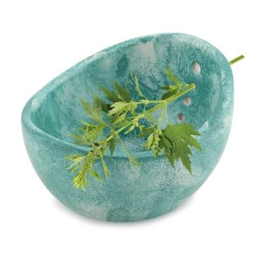 Imagem de Tigela de descascador de ervas de cerâmica, tigela de cerâmica descascador de ervas feita à mão com 4 compartimentos diferentes tamanhos de furos para couve, ervas e brócolis, descascamento eficiente