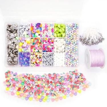 Imagem de Kit Bijuteria Strap Phone Miçangas Diversas Fimo 2600 Pçs + Caixa Divi