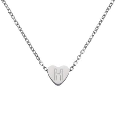 Imagem de PATIKIL Colar de coração com inicial para mulheres, banhado a ouro 18K, corrente de aço inoxidável delicada, nome personalizado, letra H, colares com pingente para mulheres, joias, presentes, tom
