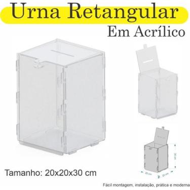 Imagem de Urna Acrilico Sorteio Caixa Sugestão Retangular 30 X 20 Cm - Indústria