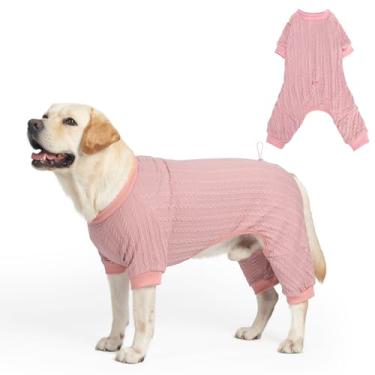 Imagem de SCENEREAL Pijamas para cães pequenos a grandes, suéter de malha para animais de estimação quente, casaco de inverno, macacão macio, pijamas para cachorros, rosa GG