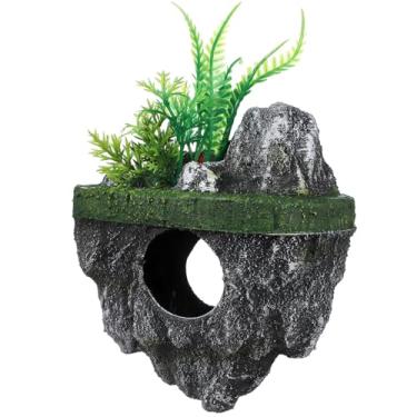 Imagem de TOYANDONA Decorações de aquário de ilha flutuante - Decorações de rocha de aquário pequeno - Pedra flutuante de aquário para peixes Betta Guppies Peixes dourados Camarões Caranguejos